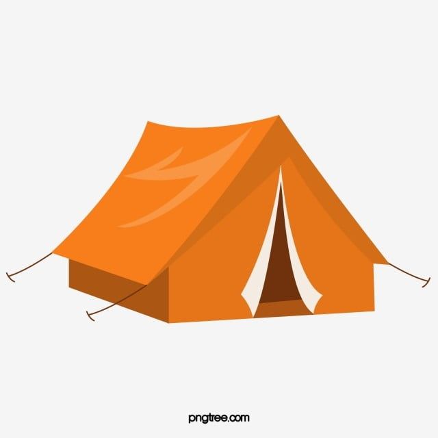 an orange tent with the door open