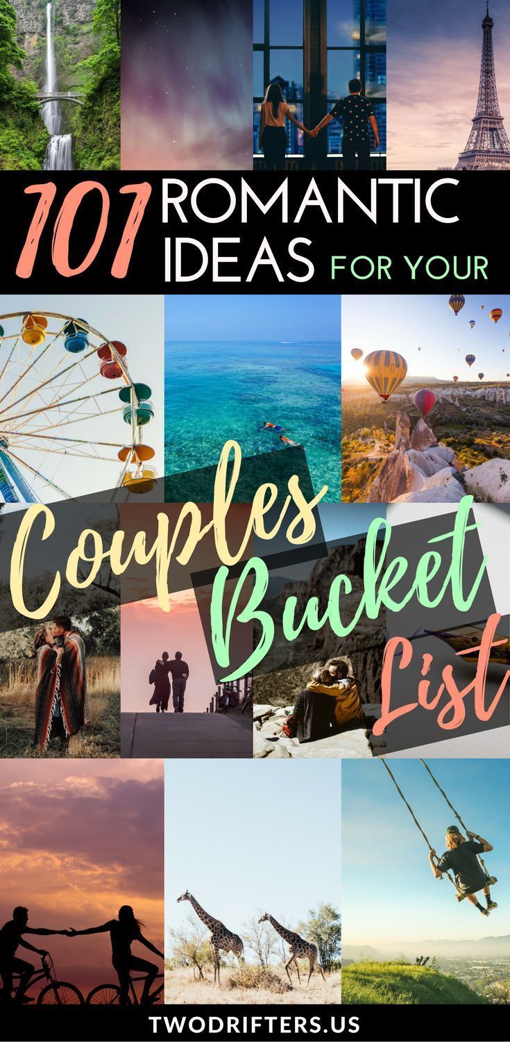 a collage of images with the words romantic ideas for your couples bucket list