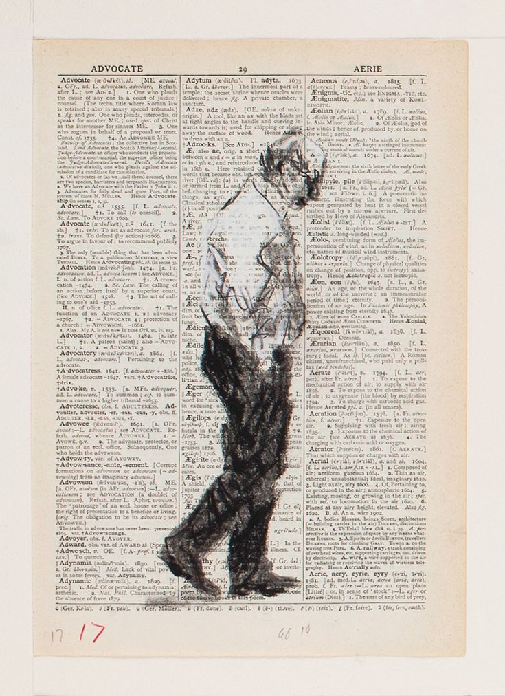 an old newspaper with a drawing of a man walking