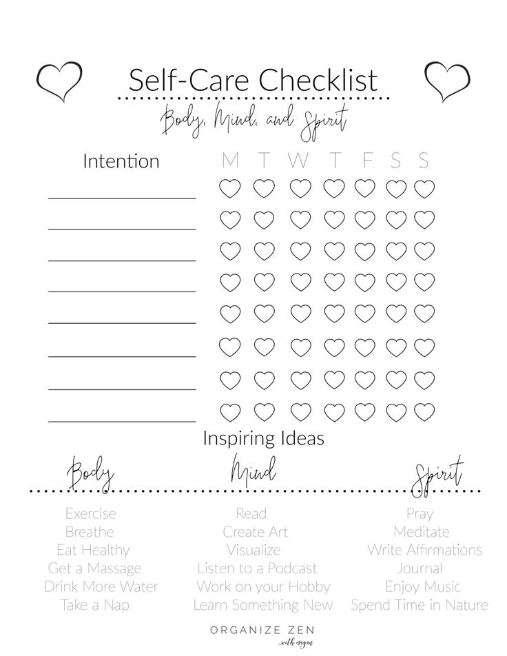 Ensure that you are getting enough self-care and self-love in your daily life by using this customizable, self-care free printable checklist worksheet.  There is no job more important than caring for yourself! #selfcare #printable Self Care Wheel, Bullet Journal Mood Tracker, Printable Self Care, Self Care Worksheets, Beauty Routine Checklist, Self Care Checklist, Care Box, Printable Checklist, Therapy Worksheets