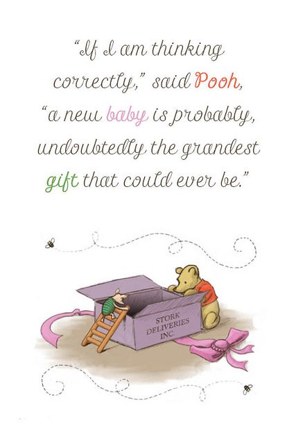 a winnie the pooh birthday card with an image of a baby in a box