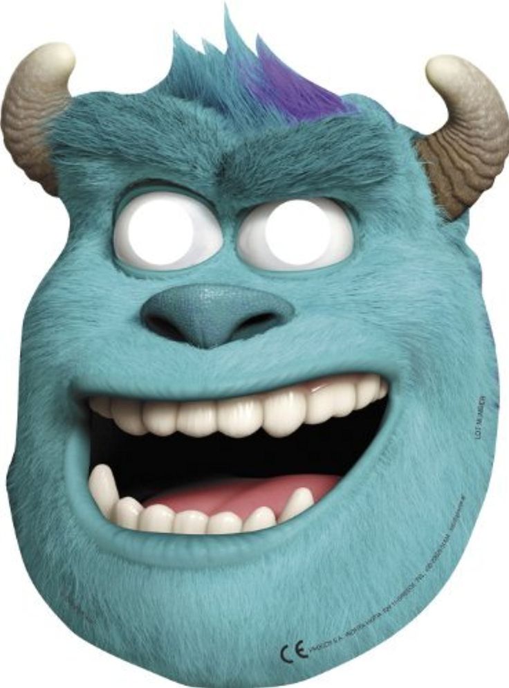 an image of a blue monster mask with horns on it's head and eyes