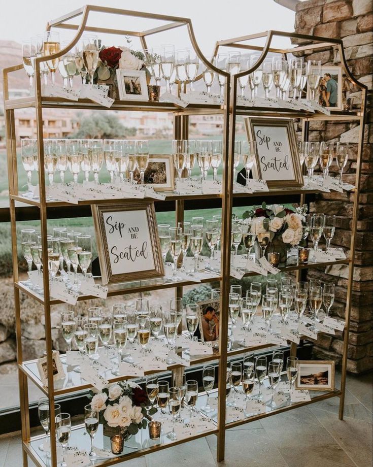 a display case filled with lots of wine glasses