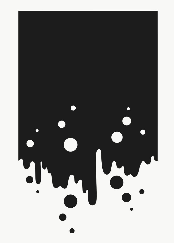 black and white paint splattered on top of each other in the shape of a rectangle