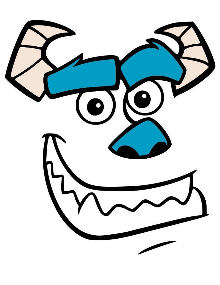 an image of a cartoon monster face with horns and fangs on it's head