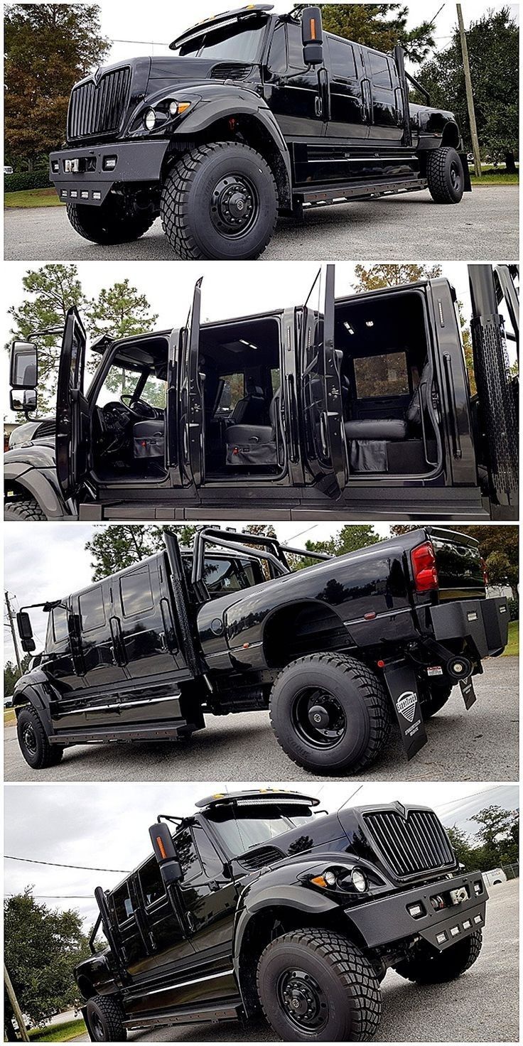 four different views of a black hummer truck