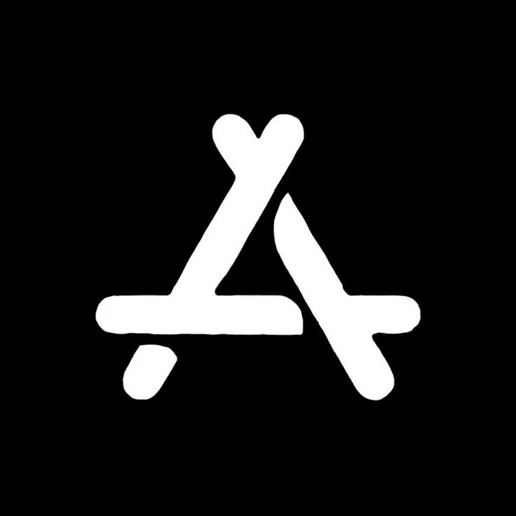 the letter a is written in white on a black background