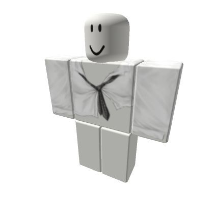 a white cube with a black tie on it's chest and eyes drawn onto the body