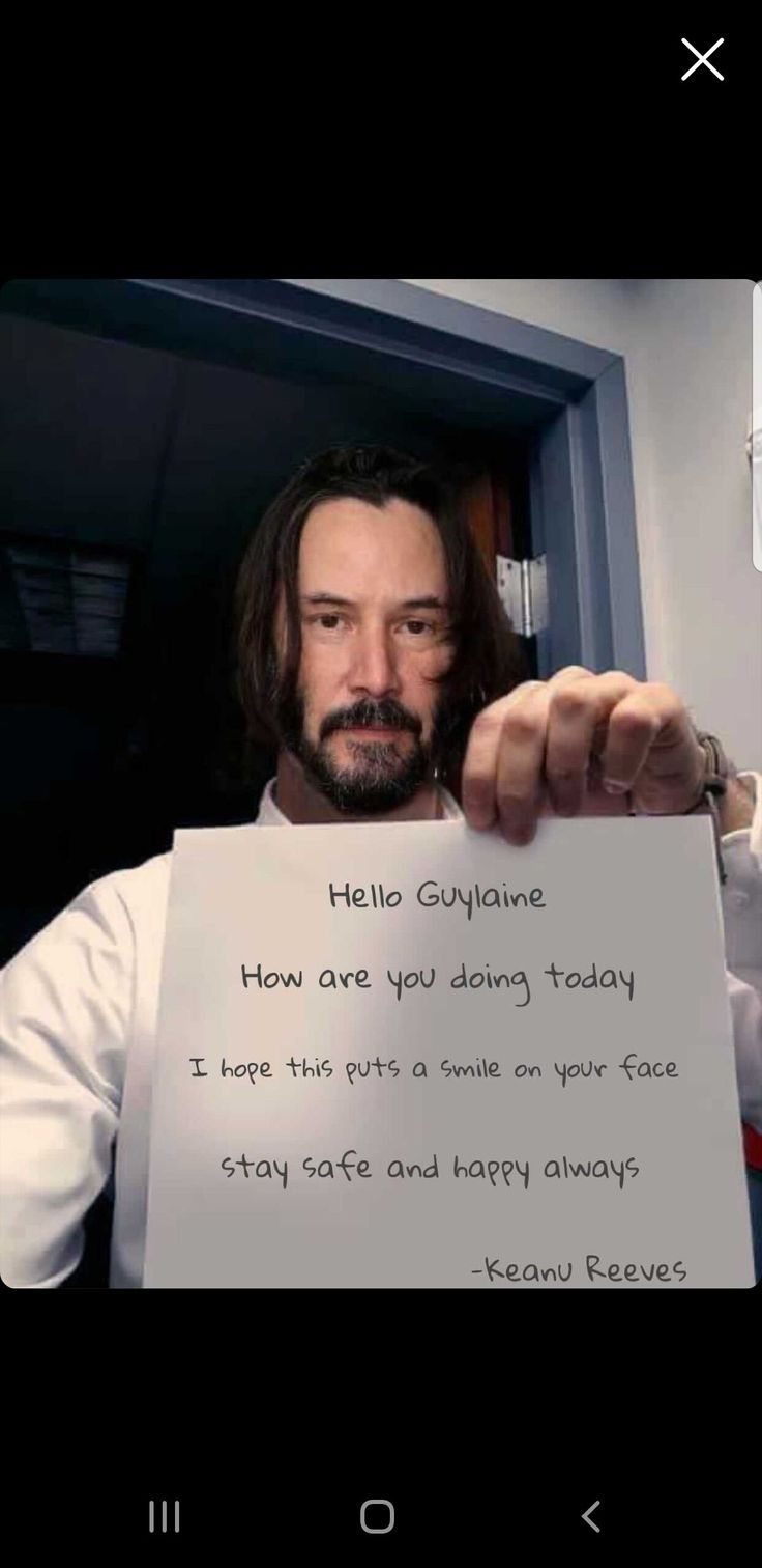 a man holding up a sign that reads hello guyane how are you doing today? i hope this is a smile on your face stay safe and happy always