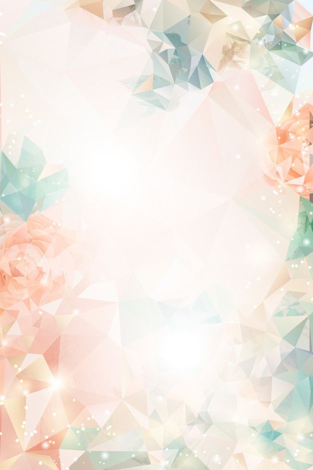 an abstract geometric background with pink and blue flowers on the left side, in pastel shades