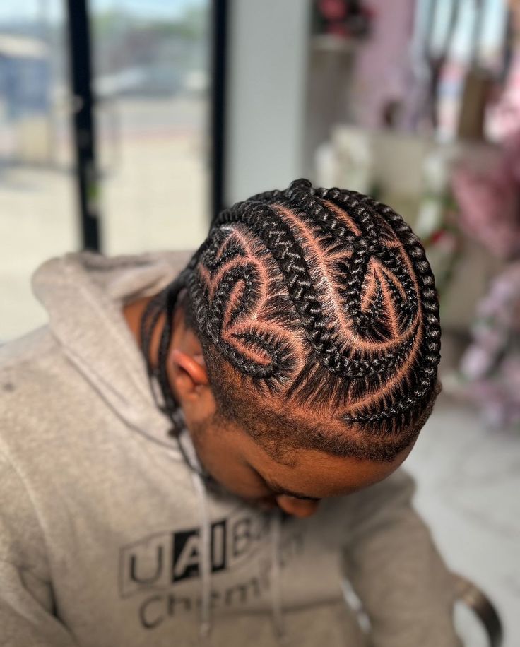 Mens Hairstyles Designs, Braided Hairstyles For Men Black, Stitch Braids With Design Men, Heart Braids Men, Freestyle Braids For Men, Black Male Braids Hairstyles, Cornrows For Men, Boy Braid Styles, Cornrows Men