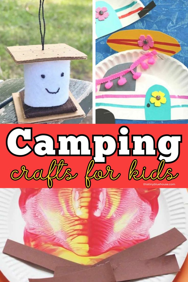 camping crafts for kids that are fun and easy to make with paper plates, cardboard boxes,