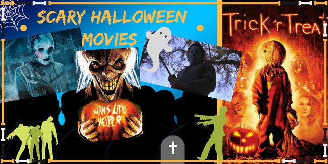 halloween movies with scary faces and pumpkins on them are featured in this collage