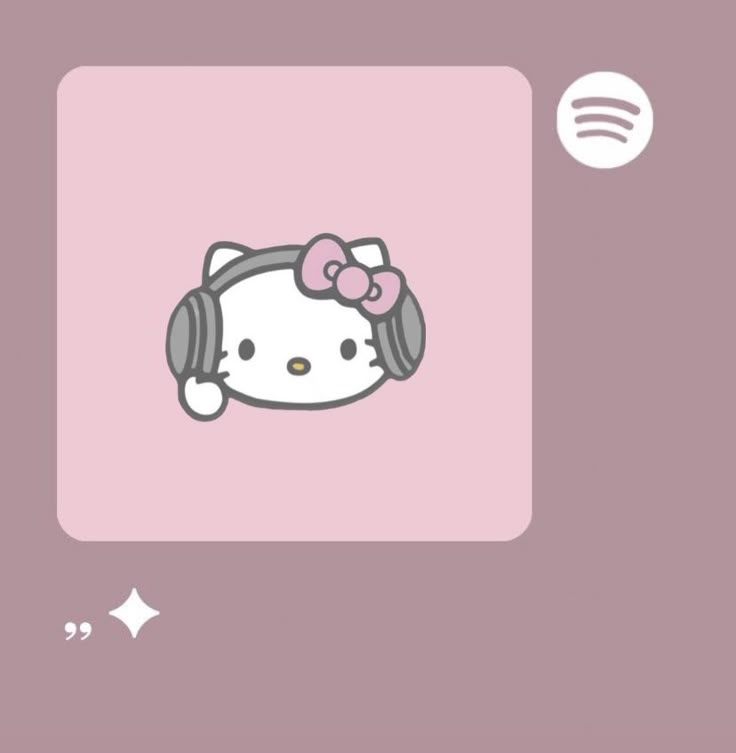 the hello kitty wallpaper is pink and has headphones on