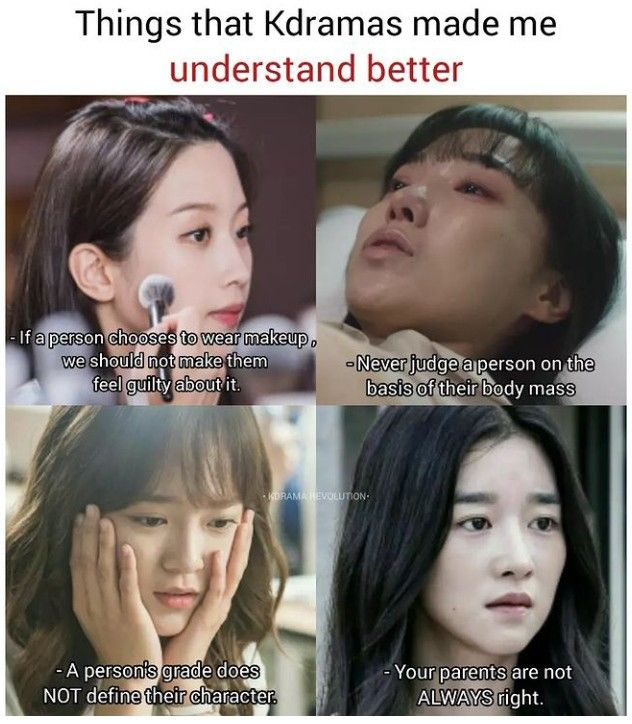 three different faces with the words, things that kdramas made me understand better