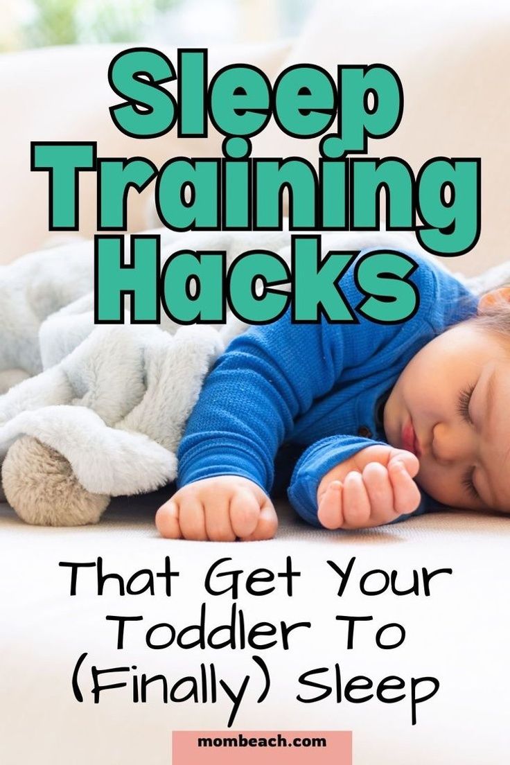 a baby sleeping on top of a couch with the text sleep training hacks that get your todder to finally sleep