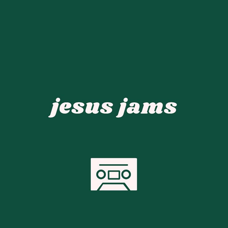 the jesus jams logo is shown on a dark green background with white lettering that reads,