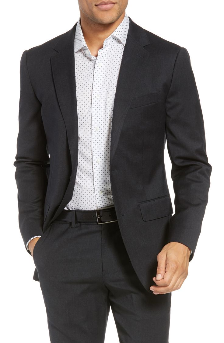 Men's Bonobos Jetsetter Slim Fit Stretch Wool Blazer, Size 46 R - Grey Fitness Body Men, Men's Business Suits, Mens Fashion Business, Mens Fashion Edgy, Mens Fashion Smart, Men’s Suits, Big And Tall Outfits, Black Suit, Mens Fashion Suits