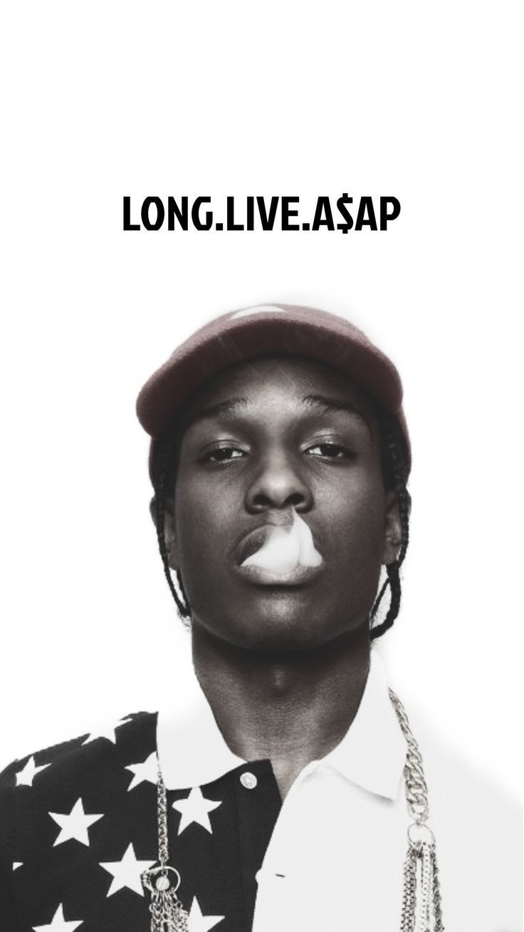 a man wearing a hat and jacket with the words long live asap on it