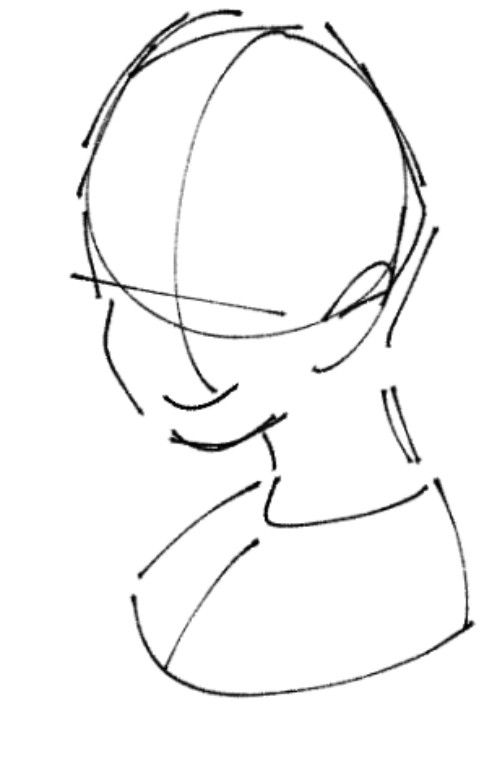 a drawing of a person's head with one eye closed