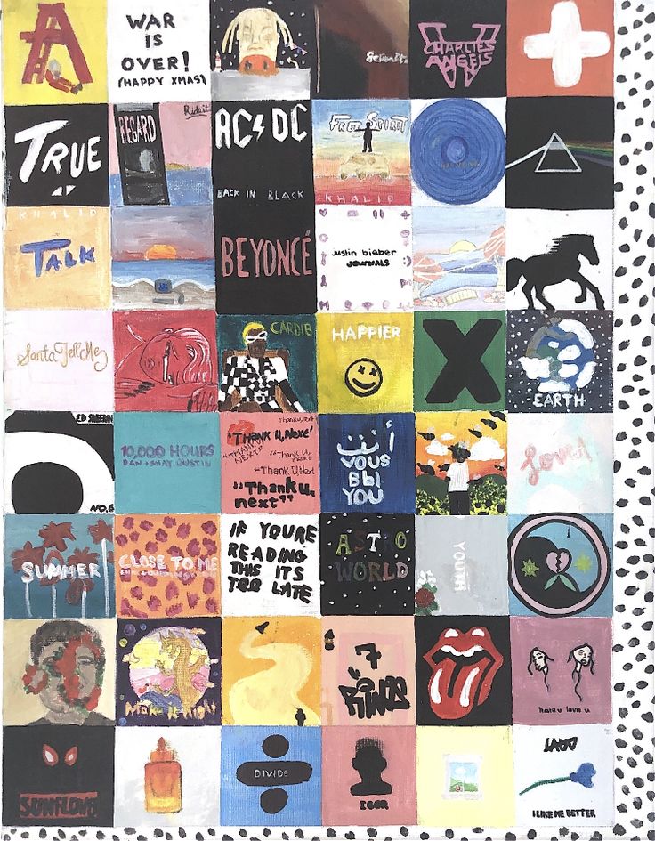 a quilt made up of many different types of stickers