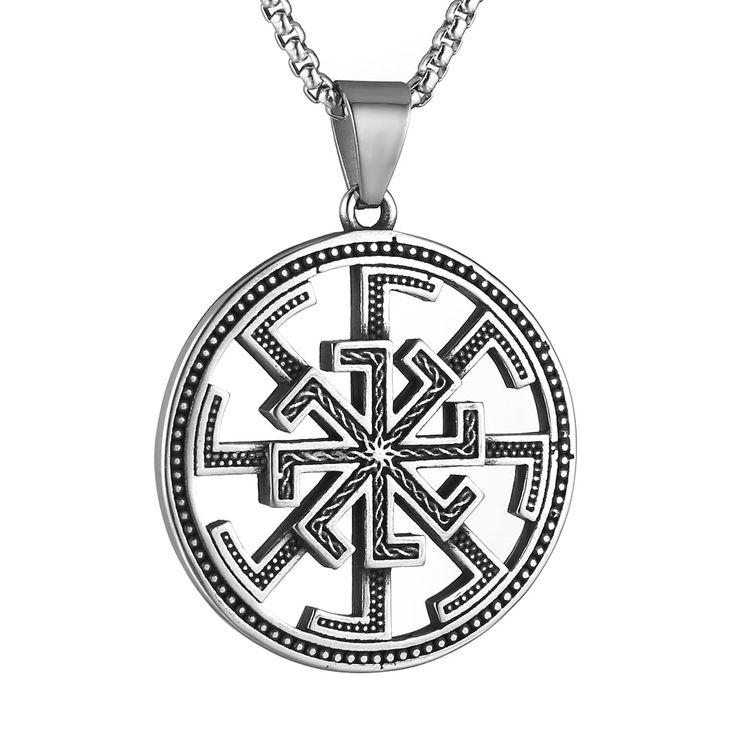 PRICES MAY VARY. The symbol is called Kolovrat, meaning wheel, and is the symbol of Svarog, the sun-god in Slavic mythology, representing the power of the sun and fire Materials: Made of high-quality stainless steel with a delicate pattern that does not fade, hypoallergenic, rust, deform, making this pendant durable and suitable for long wear without damaging the skin Pendant Size: 4.3*4.3 cm (1.72*1.72 inch), Chain length: 22 + 2 inch extension chain, Weight: 25g/0.88oz.​ Packaged in an Elegant Sun Wheel, Slavic Paganism, Slavic Mythology, Retro Sun, Gifts For Your Boyfriend, Necklace For Men, Men Necklace, Chain Lengths, Jewelry Gift