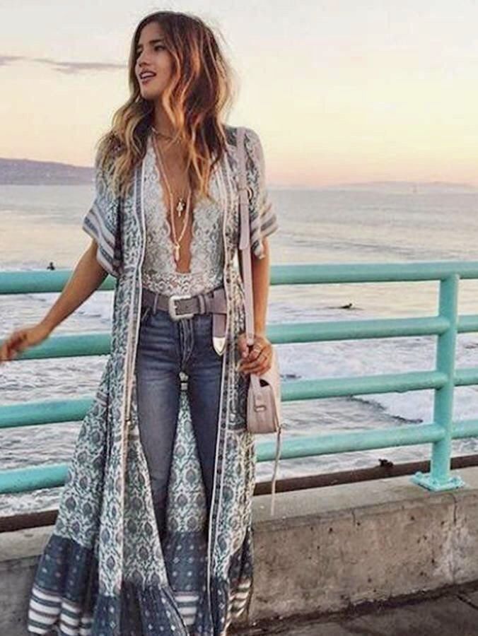 Stile Boho Chic, Look Boho Chic, Short Sleeve Maxi Dress, Mode Kimono, Mode Hippie, Boho Summer Outfits, Boho Fashion Summer, Estilo Hippie, Stil Boho