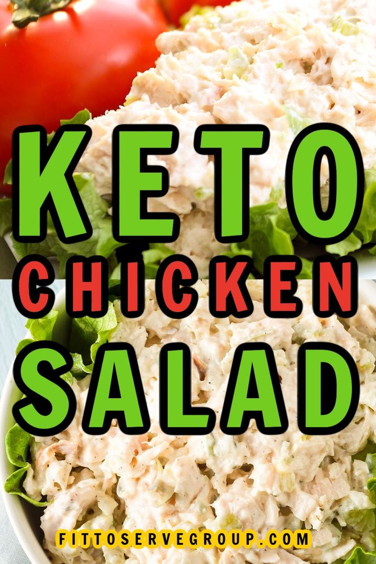 chicken salad with lettuce and tomatoes on the side