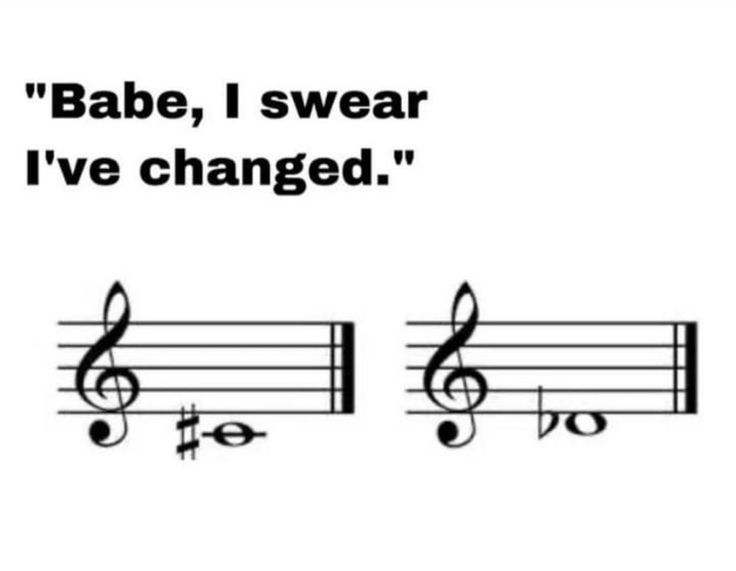 some music notes with the words babe, i swear i've changed