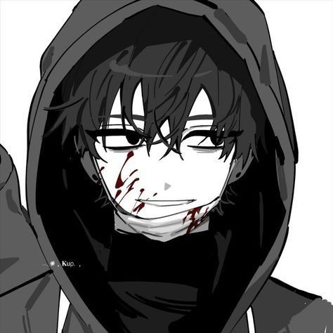 an anime character with black hair wearing a hoodie