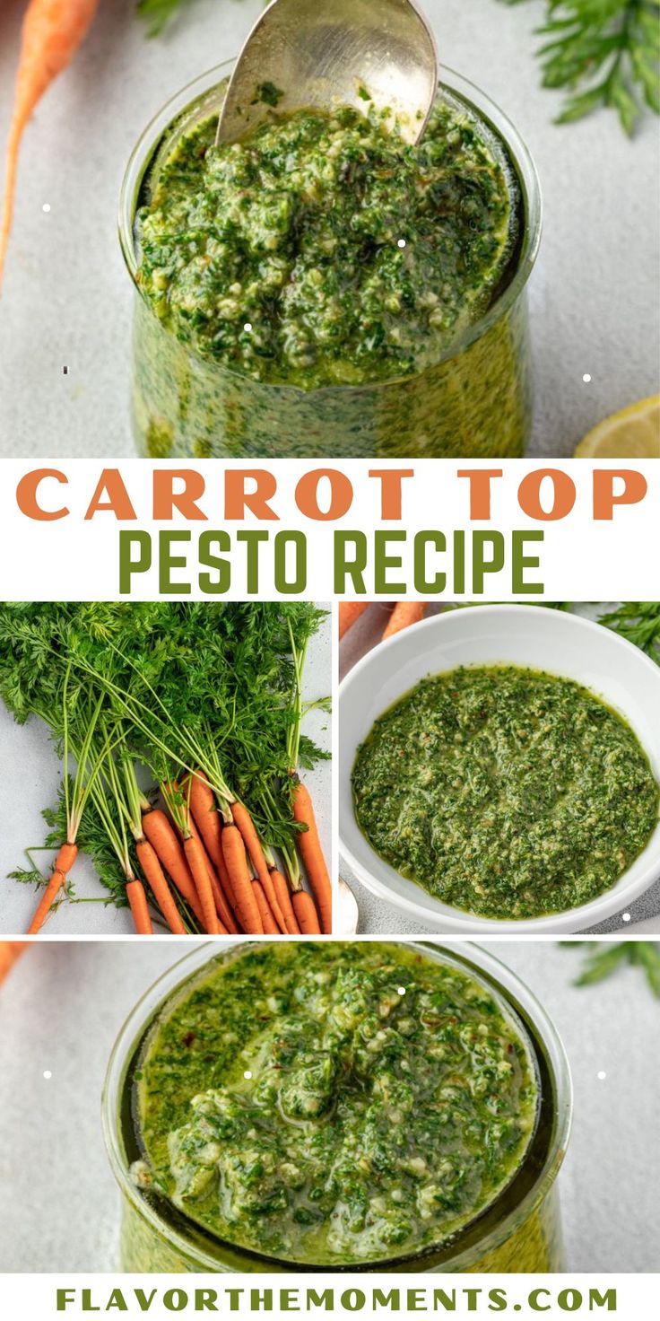 carrot top pesto recipe in a jar