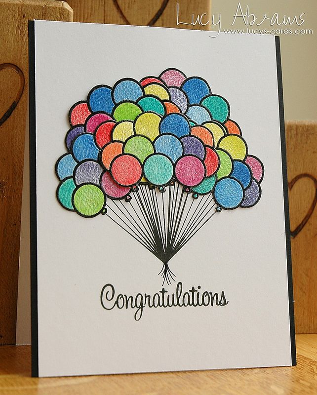 a handmade congratulations card with balloons on it