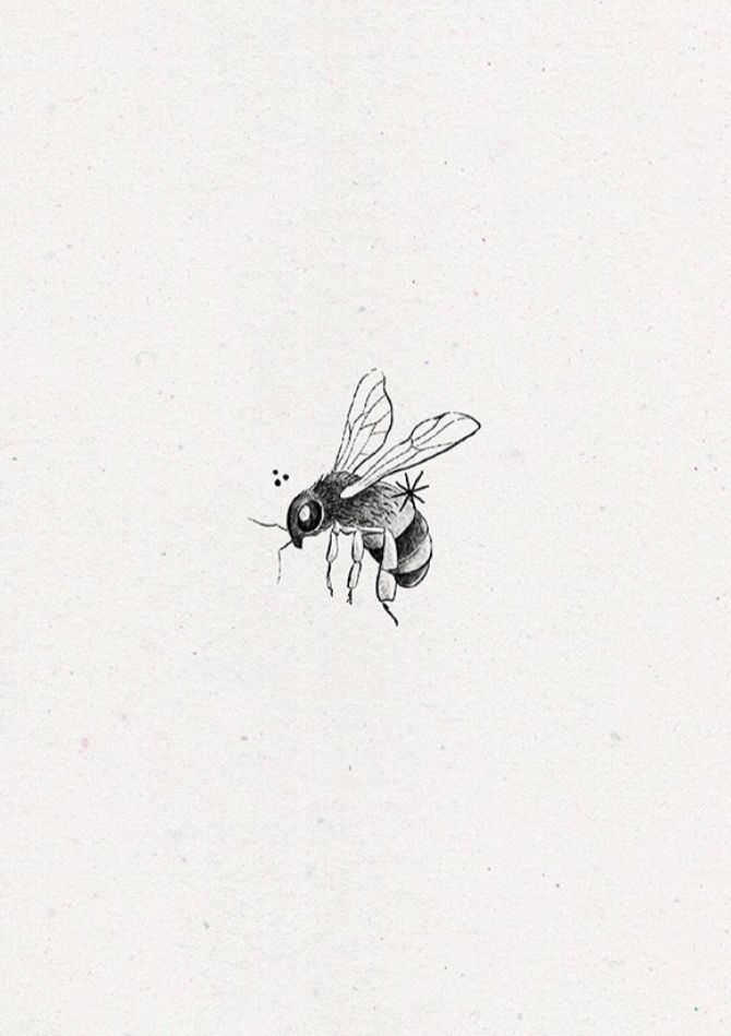 a drawing of a bee flying in the air