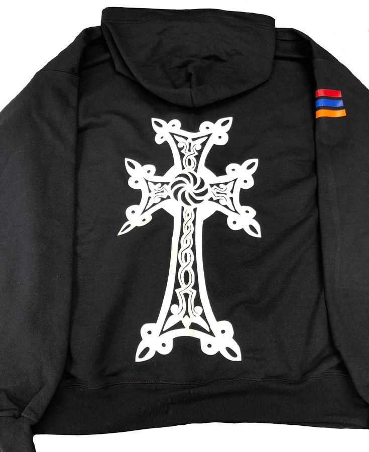 ARMENIAN CROSS ZIPUP SWEATER THIS ITEM -Armenian eternity symbol (Kerkhach) on the left chest -Armenian Flag on the right arm -Large Armenian Cross on the back SIZING IS UNISEX Hanes P180 Ecosmart Full-Zip Hooded Sweatshirt -7.8 oz., 50/50 cotton/polyester -Low pill performance -Bar-tacked dyed-to-match drawstring -Split pouch pocket -Coverstitched armholes and waistband -Rib waistband and cuffs -Transitioning to tear away label All items are made to order with care and love and are ready to shi Armenian Cross, Zipup Sweater, Armenian Flag, Eternity Symbol, Heat Transfer Vinyl, 50 50, Pocket Pouch, Hooded Sweatshirt, Sweat Shirt