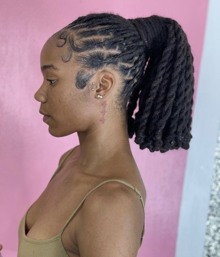 Dreadlock Barbie Ponytail, Loc Style Black Women, Natural Locks Hairstyles For Black Women, Short Dreads For Black Women, Two Strand Twist Loc Ponytail, Styling Dreadlocks For Women Black, Ponytail Locs Hairstyles For Women, Loc For Black Women, Long Locs Styles For Black Women