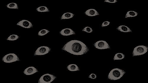 an abstract black and white photo with many small circles in the shape of eyes on a dark background