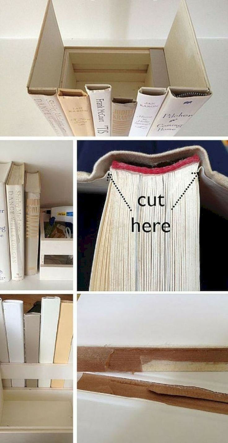 several different pictures of books with the words cut here on them