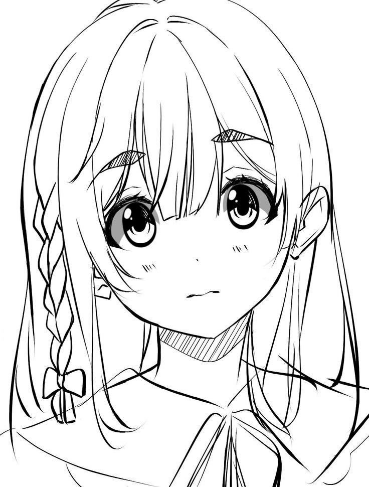 Anime Face Drawing, Manga Coloring Book, Anime Lineart, Best Anime Drawings, Anime Drawing Books, Outline Art, Animated Drawings, Girl Sketch, Anime Drawings Tutorials