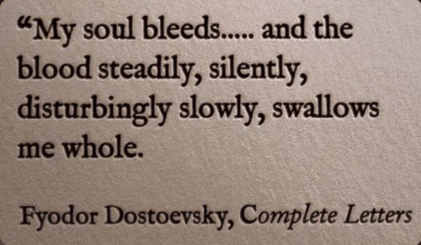 a poem written in black ink on a piece of paper with the words, my soul bleeds and the blood steadily, silently, distrifying slowly,