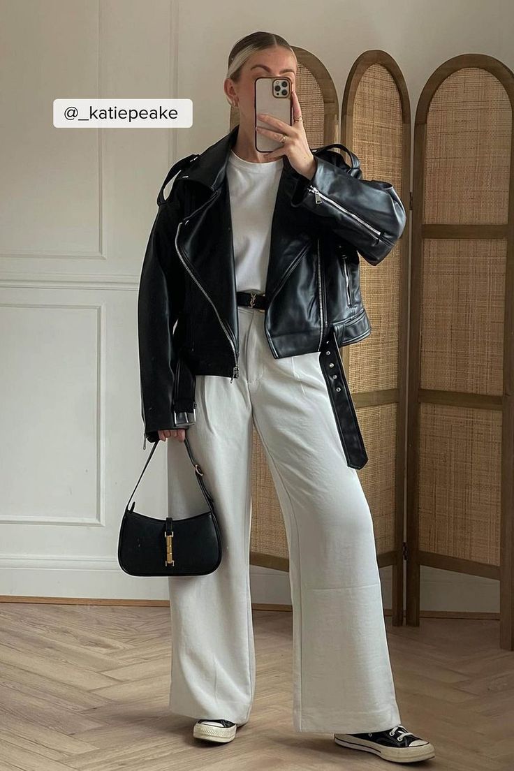 This jacket is made of PU and features a cropped oversized fit. It has a lapel neckline, a zipper detail on the chest and a strap detail at the shoulders. This jacket features wide long sleeves with a zipper on the cuffs, two side slanting zip pockets, a front zipper closure and an adjustable waistbelt. Black Cropped Jacket Outfit, Biker Jacket Outfit Women, Jean Jacket Outfits Fall, Oversized Jacket Outfit, Casual Sunday Outfit, Spring Outfits Japan, Sunday Best Outfit, Cropped Jacket Outfit, Black Jacket Outfit