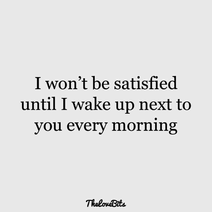 the words i won't be satisfied until i wake up next to you every morning