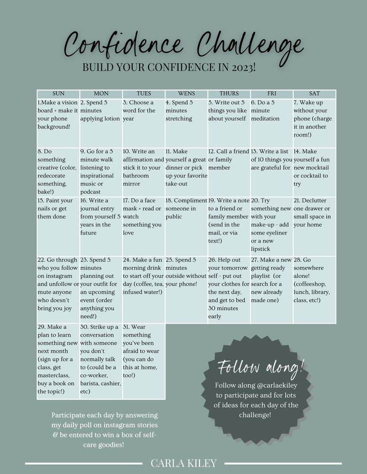 January Wellness Challenge, Self Worth Challenge, January Style Challenge, Self Confidence Exercises, How To Build Up Your Self Confidence, April Glow Up Challenge, Journaling For Confidence, January Self Care Challenge 2024, March Self Growth Challenge