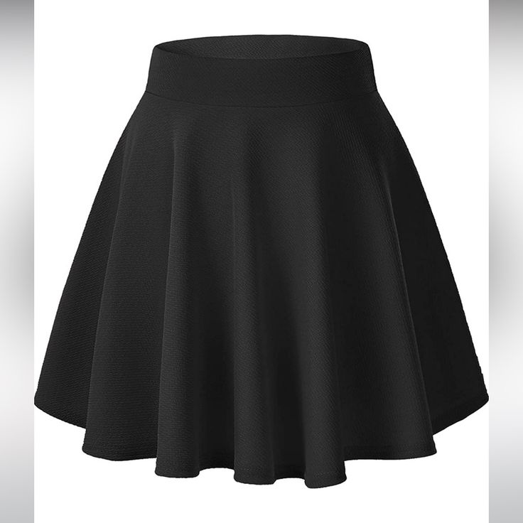 95% Polyester, 5% Spandex Flared Skirt Pull On Closure Elastic Waistband Double Stitched Flare Bottom Hem Mini Never Worn Waist: 29.9” Length: 16.5” Womens Pleated Skirt, Mini Skater Skirt, Peplum Tops, Spring Skirts, Heidi Klum, Womens Basic, Summer Fabrics, Black Skirt, Skater Skirt