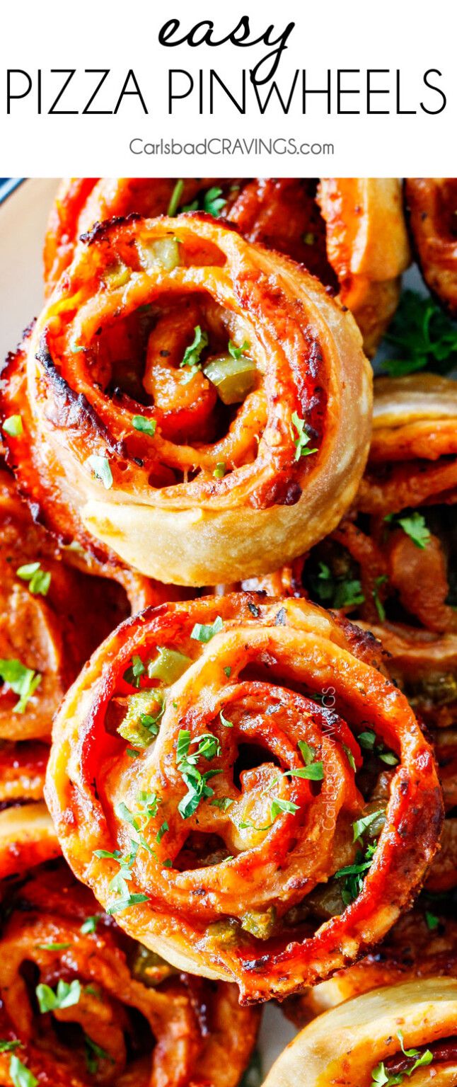 pizza pinwheels are piled on top of each other