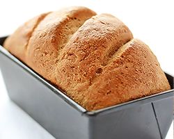 a loaf of bread sitting in a pan