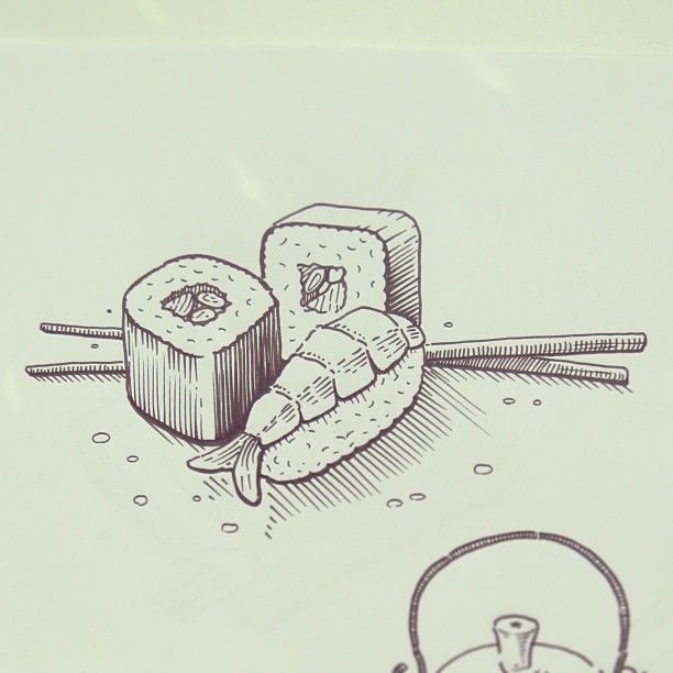 a drawing of some kind of food on a table