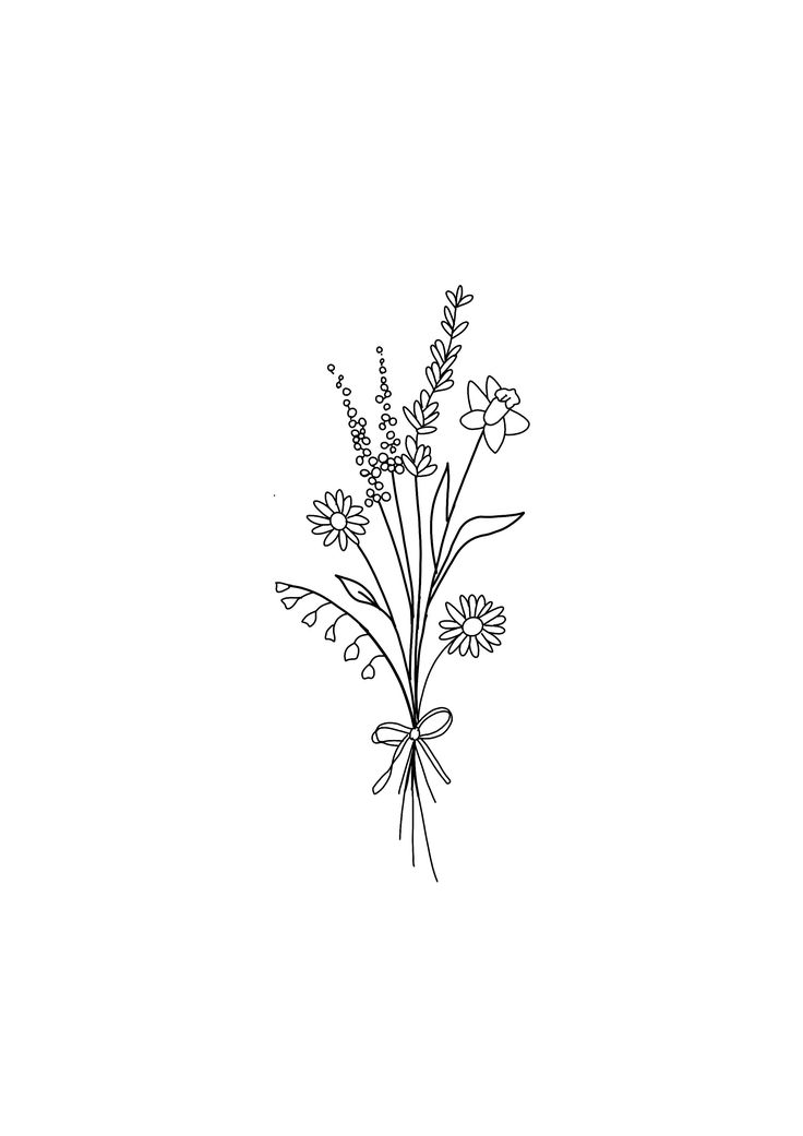 a black and white drawing of some flowers