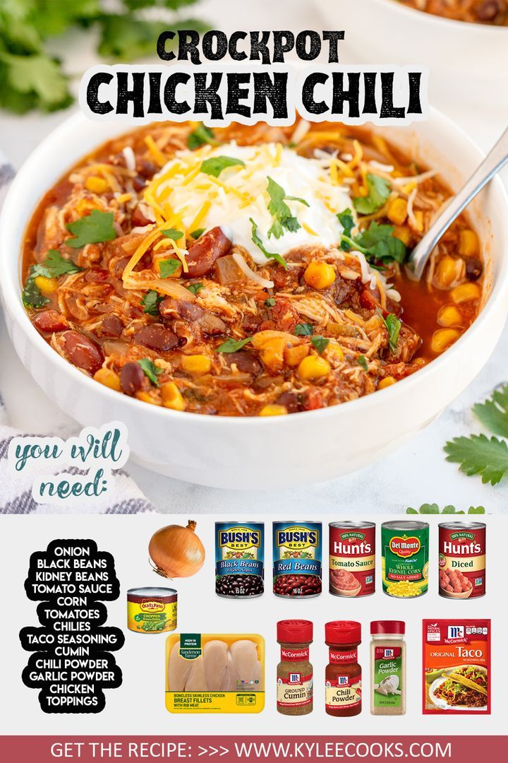 an advertisement for crockpot chicken chili