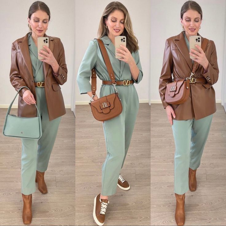 Mint Trousers Outfit, Mint Green Outfits, Colour Combinations Fashion, Color Combos Outfit, Luxury Photography, Color Combinations For Clothes, Stylish Winter Outfits, Brown Outfit, Classy Fashion