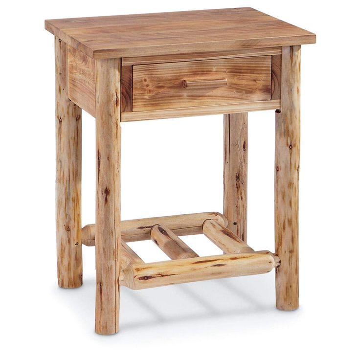 a small wooden table with one drawer